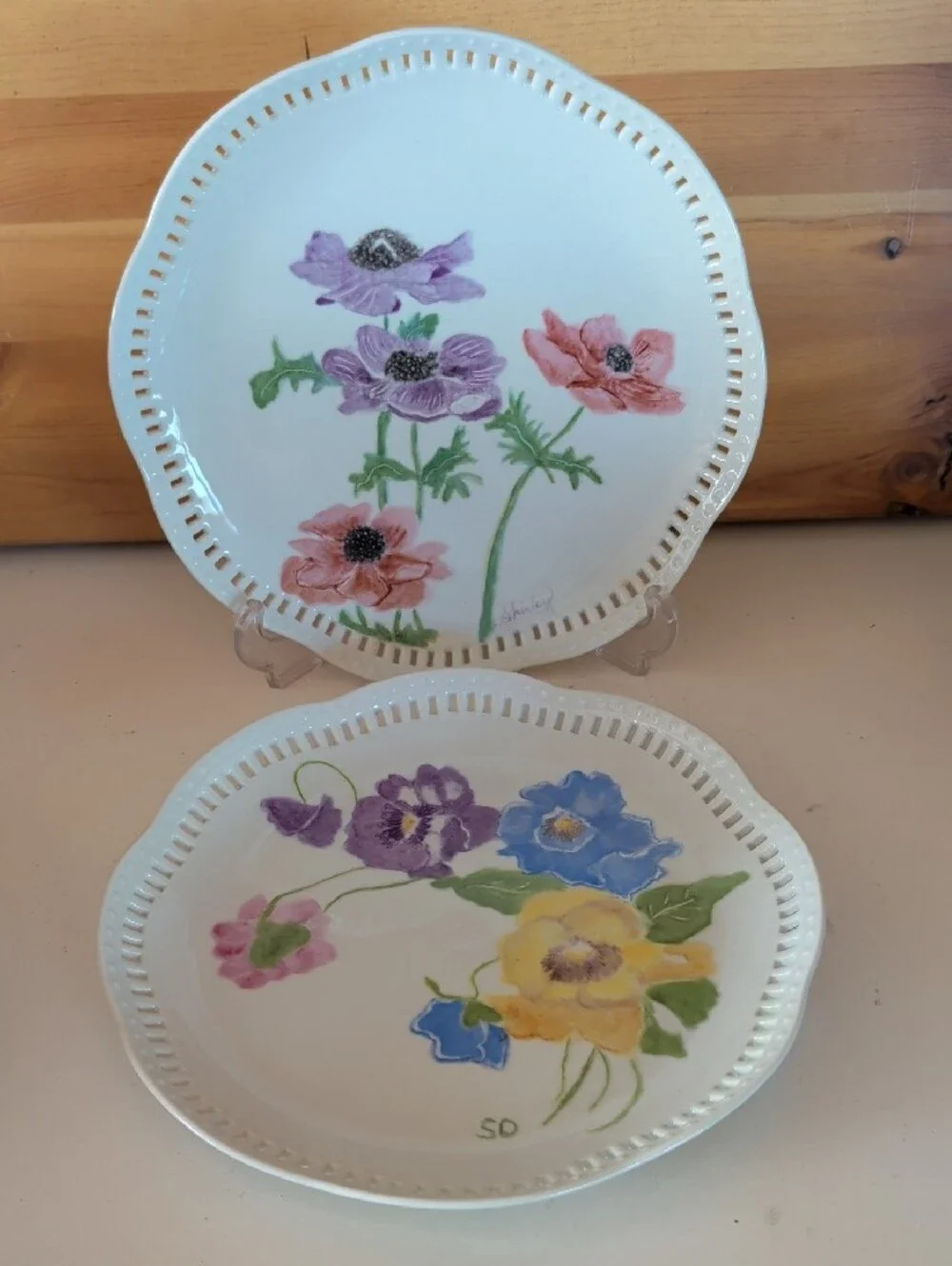 2 Signed & Hand-Painted SD & Shirley, Decorative Plates.